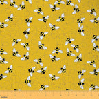 Feelyou Cute Bees Fabric by The Yard, Cartoon Bee and Flowers Upholstery Fabric by Feelyou