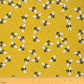 Feelyou Cute Bees Fabric by The Yard, Cartoon Bee and Flowers Upholstery Fabric by Feelyou