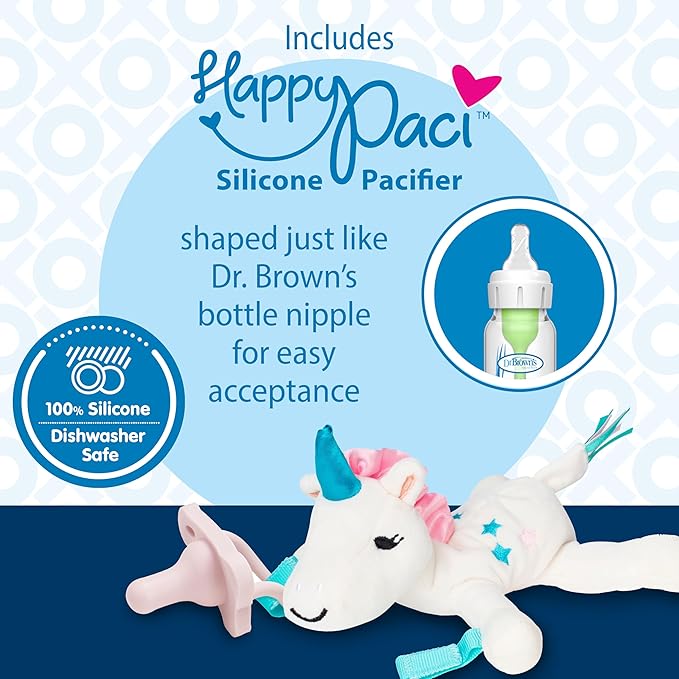 Dr. Brown’s Natural Flow Anti-Colic Options+Narrow 8oz/250mL Baby Bottle + Lovey Gift Set with Level 1 Slow Flow Nipples, Pink