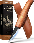 ravs Whittling Knife with Leather Sheath, Wood Carving Knife with High Carbon by RAVS