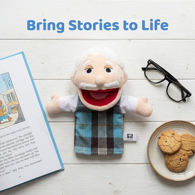Family Hand Puppets for Kids, Includes Grandpa, Son - Image 4
