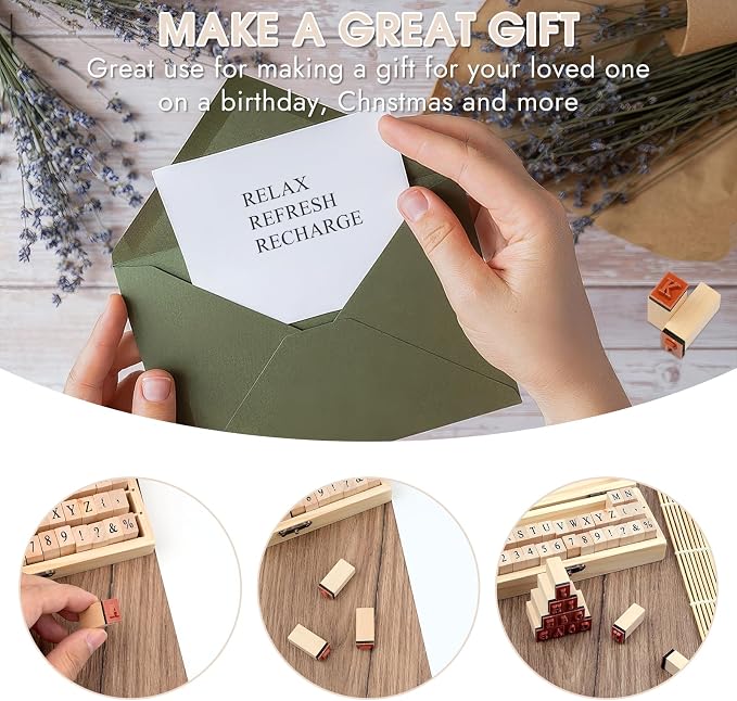 42 Pcs Letter Stamps, Rubber Stamps Alphabet Stamps, Wooden Stamps Number - Image 5