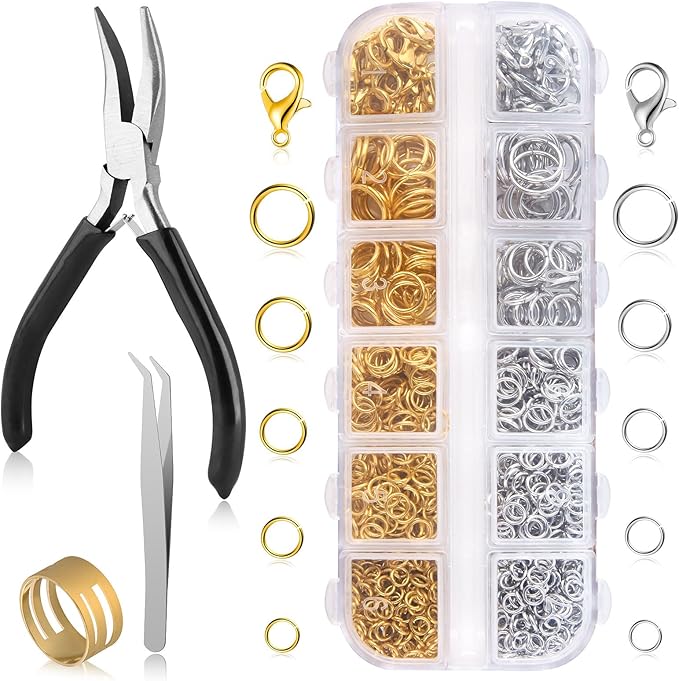 1200Pcs Silver and Gold with Pliers Jump Rings Jewelry Making Kit and Necklace by Unknown