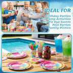 450 Pcs Tie Dye Party Tableware Set Decorations Rainbow Birthday Paper Plates - Image 5