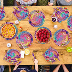 96Pcs Tie Dye Mushroom Birthday Party Decorations Tie Dye Plates and Napkins - Image 7