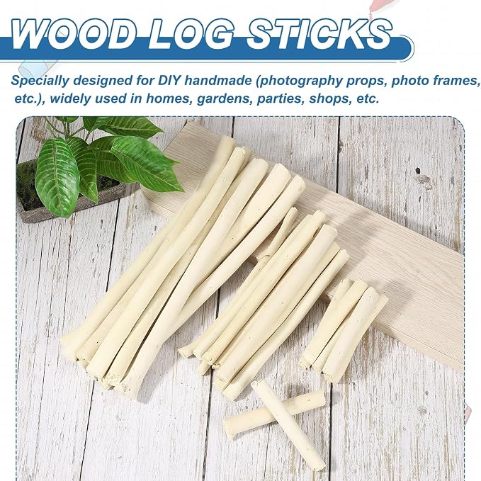 PATIKIL 25 Pcs 4inch Wood Log Sticks, 0.39-0.59inch in Diameter Natural - Image 4