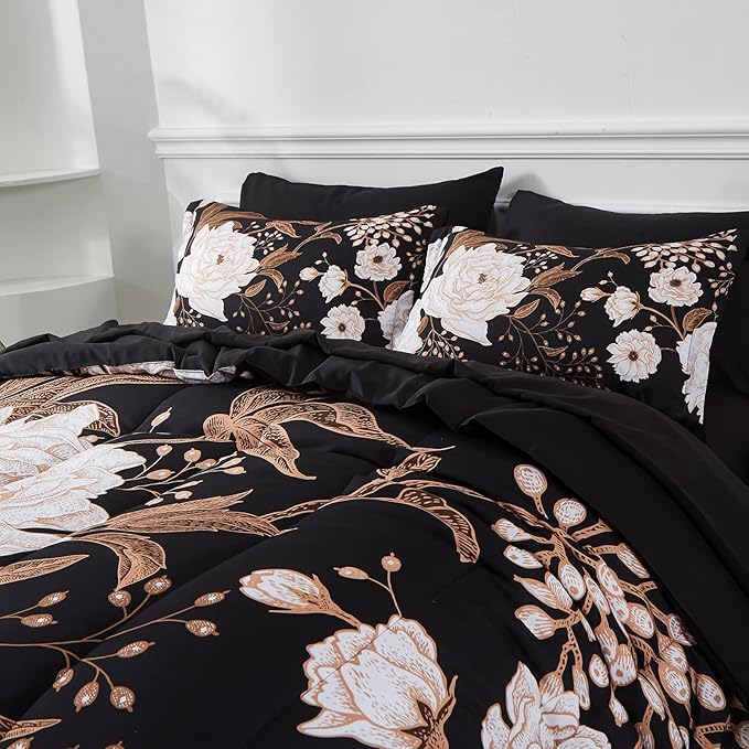 Yogeneg 7 Piece Bed in a Bag Full Size Comforter Set Botanical Floral Bedding - Image 2