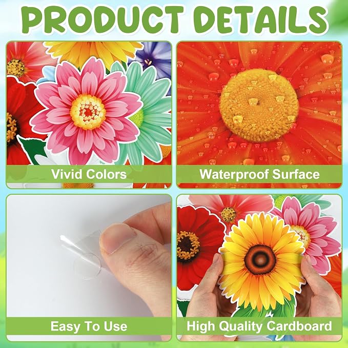 54Pcs Spring Flower Cutouts Bulletin Board Decorations Summer Floral Paper - Image 3