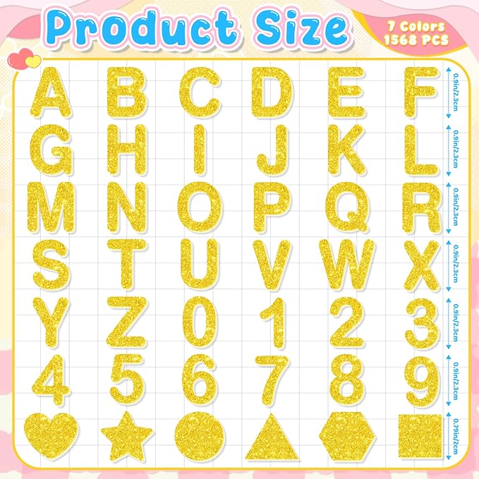 1568 Pcs Foam Letter Stickers Glitter, Self-Adhesive Glitter Alphabet Stickers - Image 2
