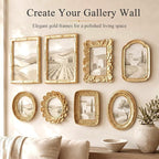 8 Pcs Gold Picture Frames Set for Gallery Wall, 5x7 & 4x6, Modern Ornate - Image 3