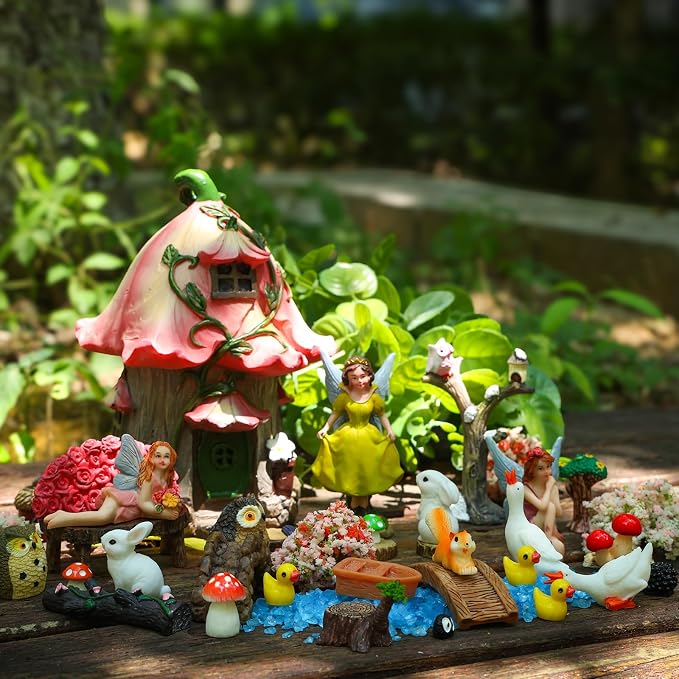 93 Pcs Fairy Garden House Resin Accessories Fairy Elves Kit Miniature Fairy - Image 7