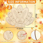Paintable Thanksgiving Ornaments 3 Sets, Wooden Football Turkey Ornaments to - Image 2