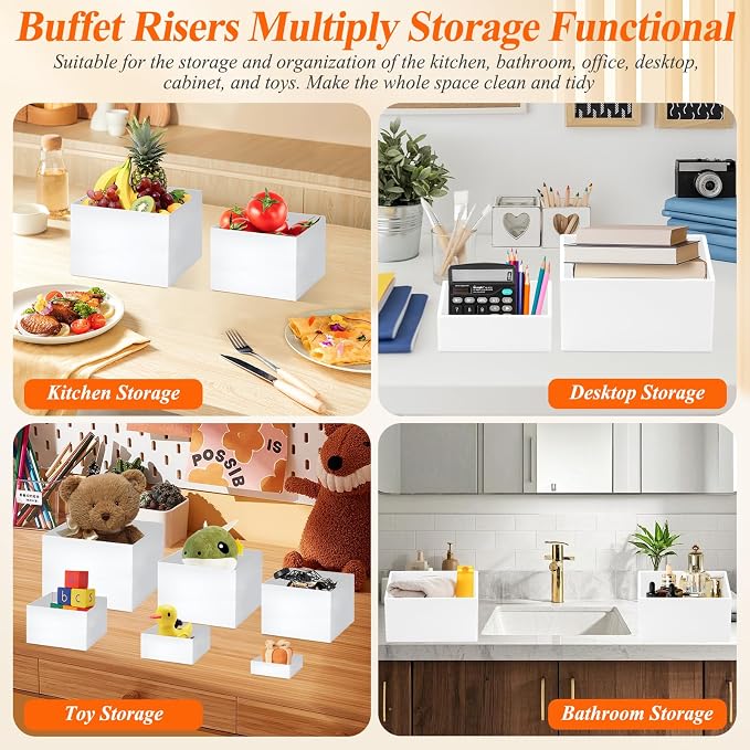 6 Pcs White Acrylic Buffet Risers - Image 5