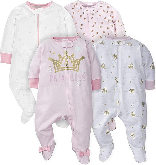 Gerber Baby Girls 4 Pack Sleep 'N Play Footie