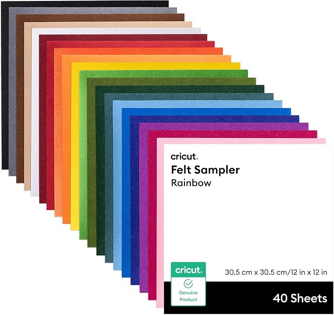 Cricut® Felt Sheets, Rainbow Sampler – 12 in x 12 in | Compatible - 1mm Felt by Unknown