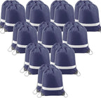 BeeGreen 20 Pieces Navy Blue Drawstring Backpack Bags Wholesale, Reflective by BeeGreen