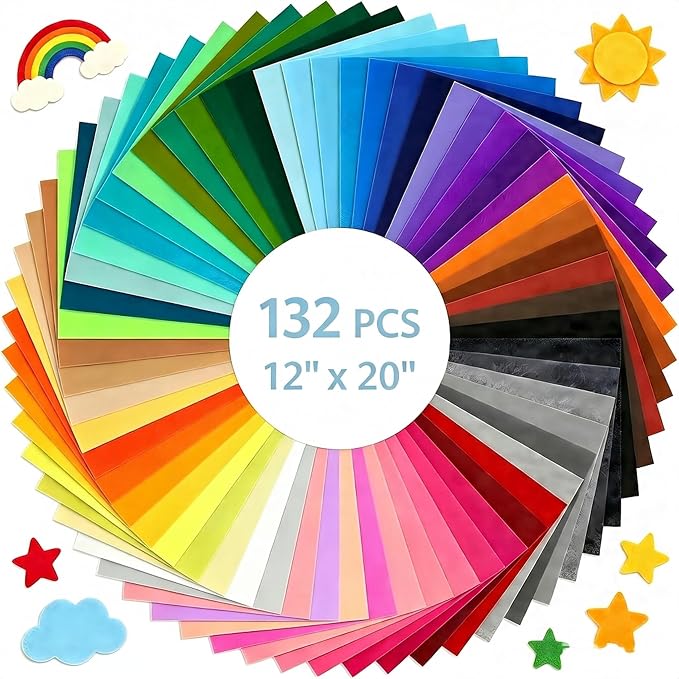 12x20Inch 132Pcs Felt Sheets for Crafts, 40 Colors Craft Supplies, 1mm Thick by Unknown