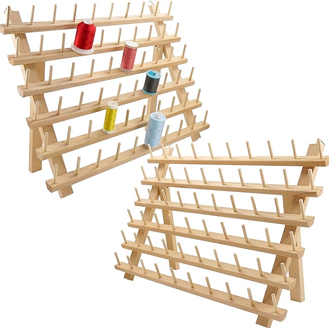 New brothread 2X60 Spools Wooden Thread Rack/Thread Holder Organizer by Newbrothread