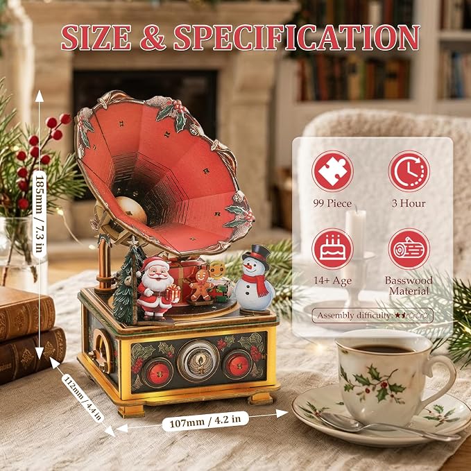 3D Puzzles for Adults Vintage Gramophone Music Box - Image 5