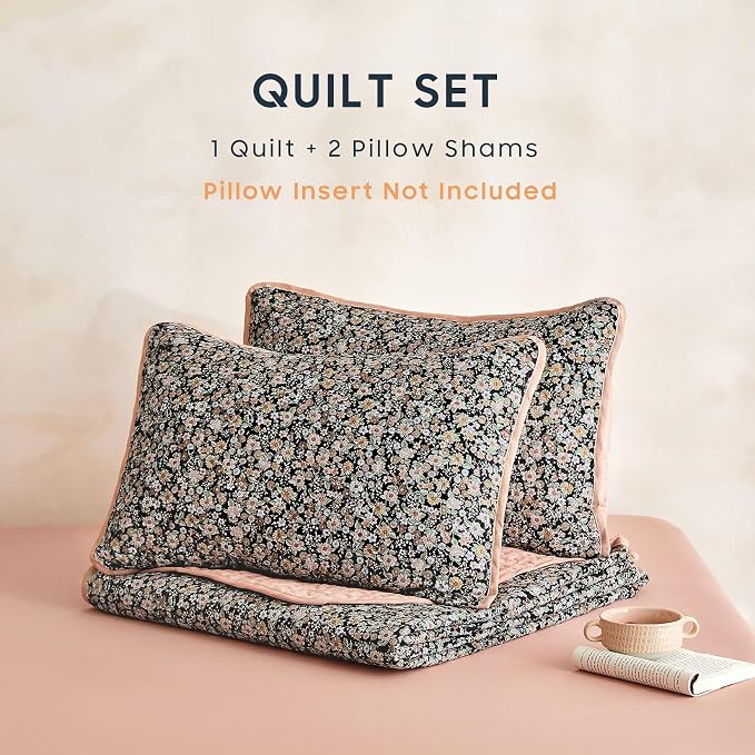 Wake In Cloud - Floral Quilt Set, Cute Vintage Flower Cottagecore Shabby Chic - Image 2