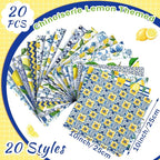 HunnmingRe 20 Pcs 10''x10'' Lemon Quilting Fabric Square Chinoiserie Precuts - Image 2