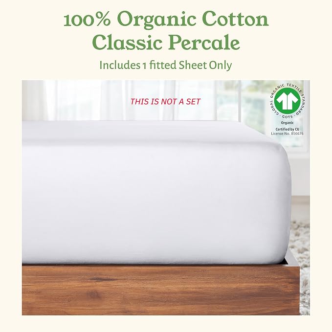 California Design Den 100% Organic Cotton Deep Pocket Twin Sheets Fitted Only - Image 4