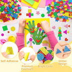 CCINEE 714 Pcs Glitter Foam Stickers 6 Colors Self Adhesive Heart Stars Circle - Image 3