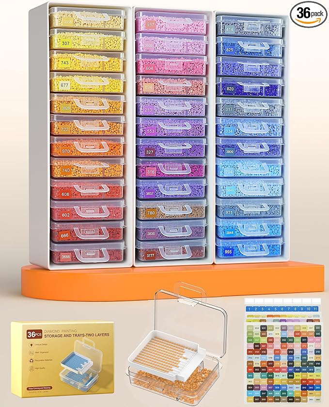 Redtwo 36 PCS Diamond Painting Storage Containers Trays, Detachable Trays by Redtwo