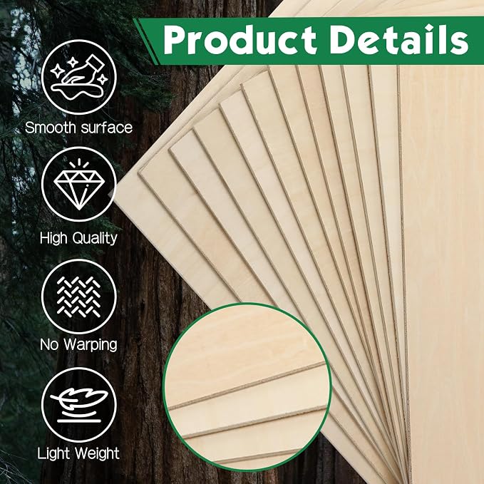 36 Pack 12x12 Basswood Sheets 1/8 Inch, Unfinished Wood - Image 3