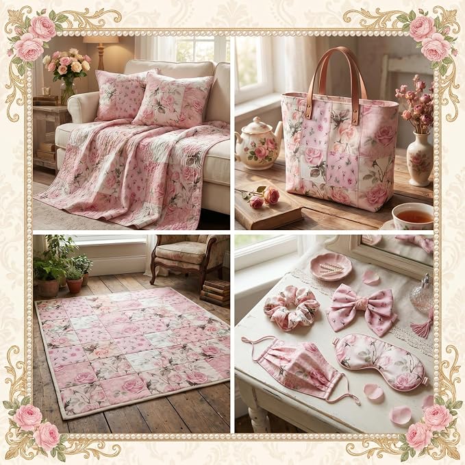 Hosuly 40 Pcs Pink Rose Floral Jelly Fabric - Image 4