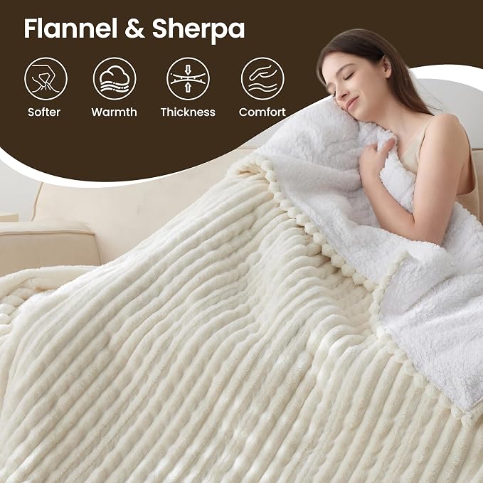Heated Blanket Electric Blanket 90"x90", Soft Flannel Sherpa Electric Throw - Image 6