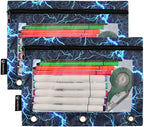 Custom Dark Blue Electric Lightning Pencil Pouch - Image 2