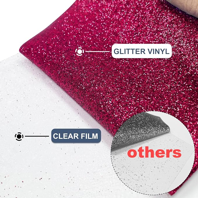 Rose Red Glitter Heat Transfer Vinyl 12" x 8 ft HTV - Image 4