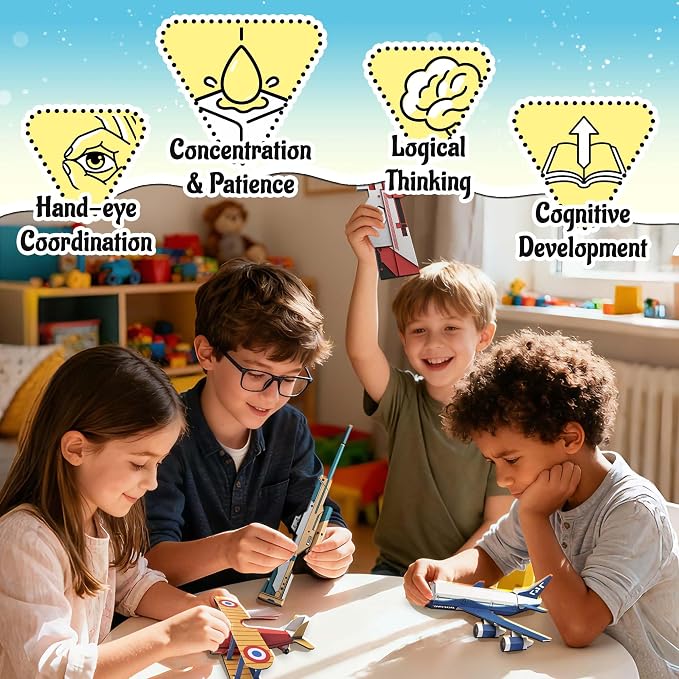 2 Themes in 1, 3D Model Paper Airplane Kits, DIY Origami Kit - Image 4