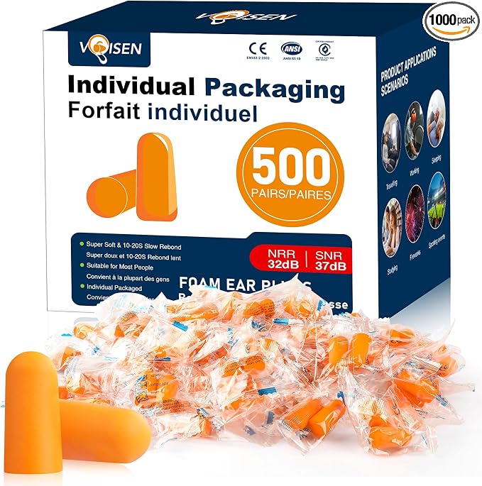 VOISEN Ear Plug, 500 Pairs Ear Plugs by VOISEN