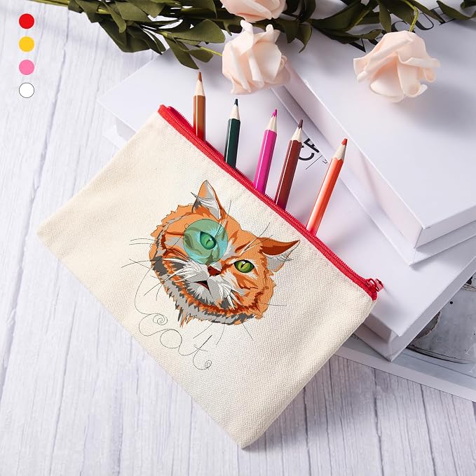 Reginary 80 Pack Canvas Zipper Makeup Bags Bulk Pencil Pouches Blank DIY Craft - Image 5