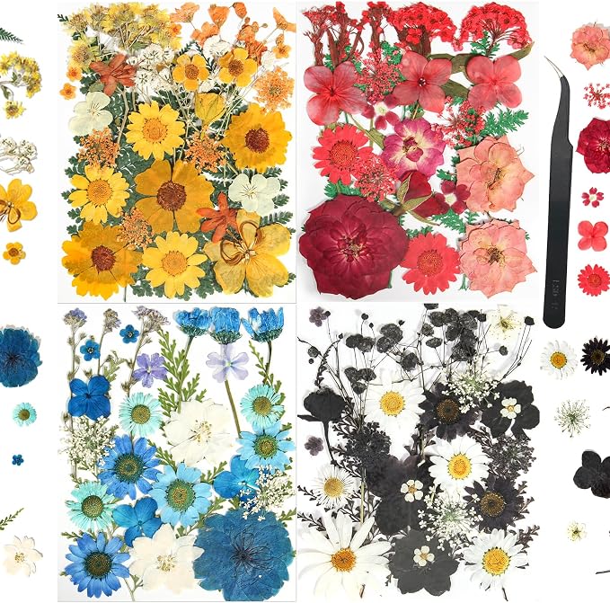 110+PCS Pressed Flowers for Resin, Colorful-B | Real Dried Flower Leaves by nisetten