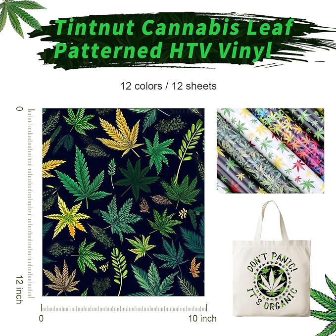 Tintnut Rasta Cannabis Leaf HTV Vinyl, easy cut & weed, stretch washable - Image 2