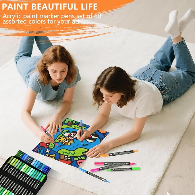100-Pack Acrylic Paint Pens, Dual Tip - Image 8