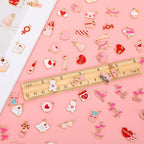 SANNIX 110Pcs Valentine's Day Charms Gold Enamel Jewelry Making Charm Pink - Image 2