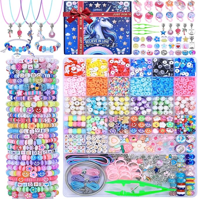 AIPRIDY 3200 Pcs Girls Toys Bracelet Making Kit, Unicorn/Mermaid Clay Beads by AIPRIDY