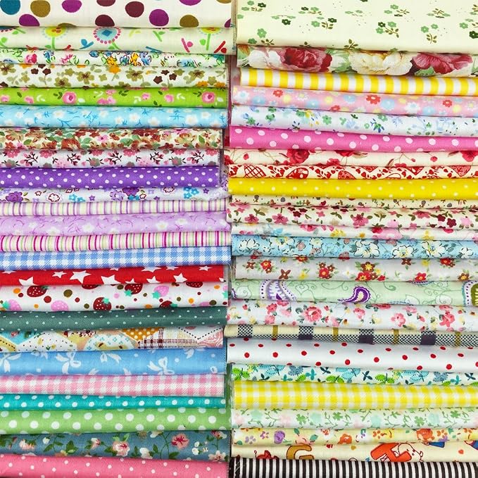 flic-flac 200pcs 4 x 4 inches Cotton Craft Fabric Bundle Squares Patchwork Lint by flic-flac