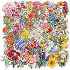 60Pcs Nature Flower Botanical PET Stickers Waterproof Aesthetic Floral by Unknown