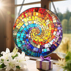 8'' Rainbow Spiral Suncatcher Ornament, Stained Glass Window Hanging, Sun - Image 6