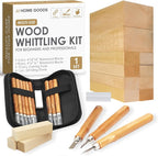 JJ CARE Wood Carving Kit, 10 Basswood Blocks, 1 Grinding Stone & Storage Case by JJCARE