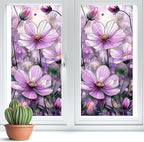 Bloss Flower Privacy Window Film, Faux 3D Floral Stained Glass Windows Film by Bloss