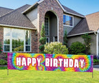Tie Dye Birthday Banner, Large Happy Birthday Sign, Tie Dye Birthday Party by KindaJoy