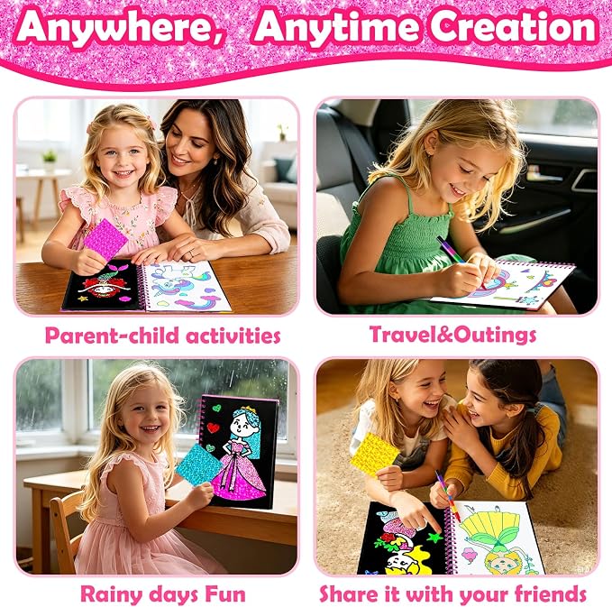 FUNNYB&G Foil Art Craft Kit for Girls 4-10 Years Old: Mess-Free & No-Glue - Image 6