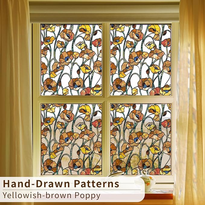 funlife Original Hand-Drawn Faux Stained Glass Window Film, Double-Sided Static - Image 4