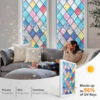 Window Privacy Film Stained Glass 23.6" x 78.7" Rainbow | Static cling – no glue - Image 2